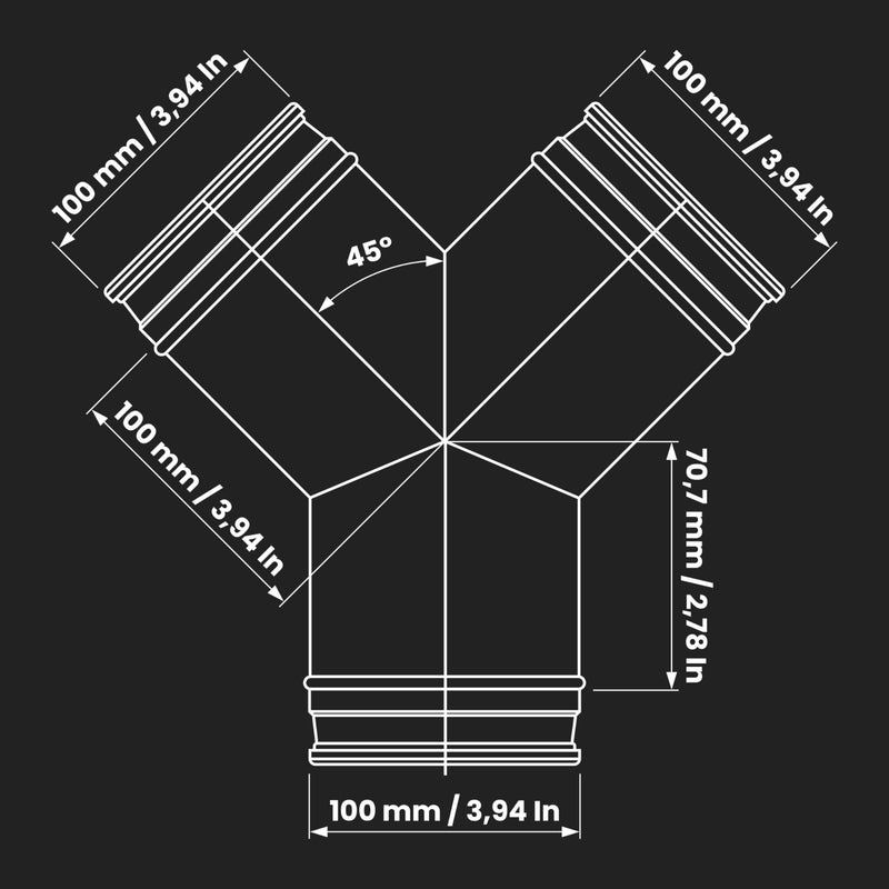 Repa Market 4 to 4 inch Y Duct Splitter â€“ Galvanized Steel 3 Way Hose Splitter/Male Fit Dryer Vent Hose Adapter/HVAC Exhaust Fan, Dryer Duct, Ventilation Fan Transition for Home Improvement - Image 2